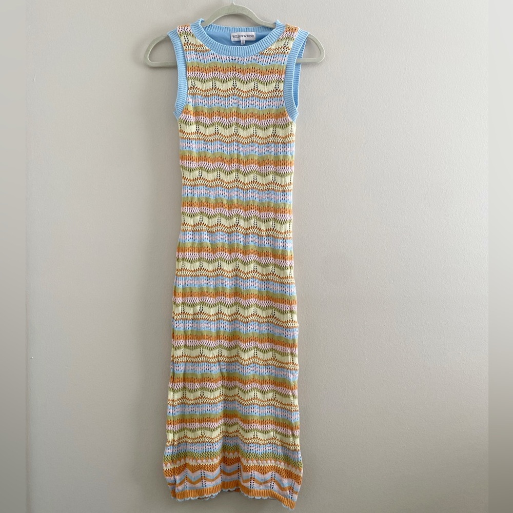 Willow & Wind Multicolor Knit Midi Length Dress Size Small